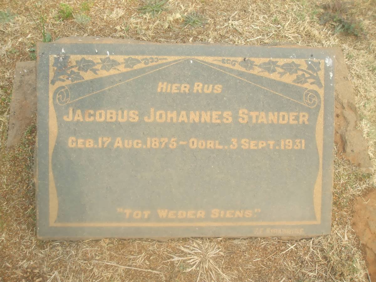 STANDER Jacobus Johannes 1875-1931