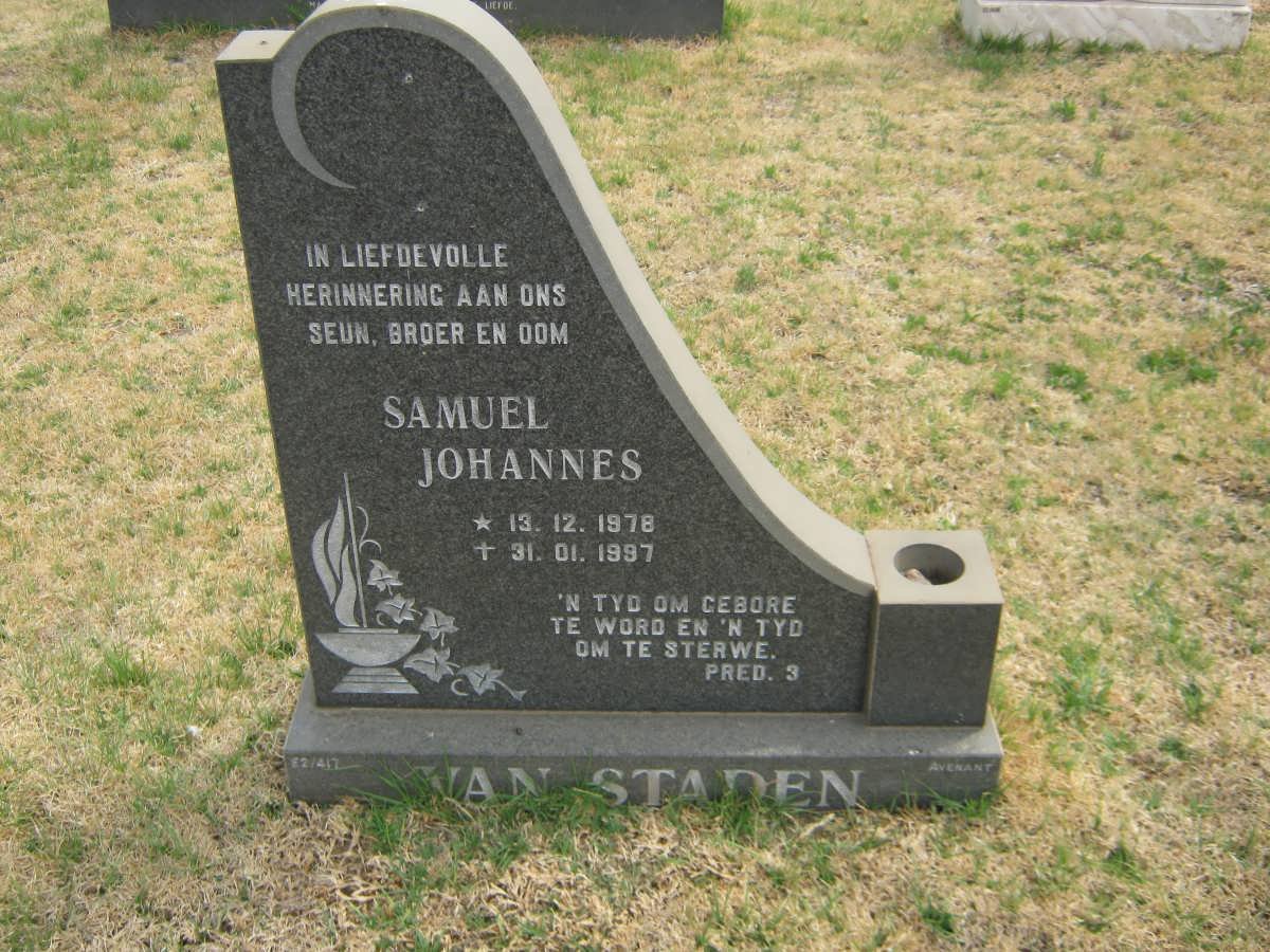 STADEN Samuel Johannes, van 1978-1997