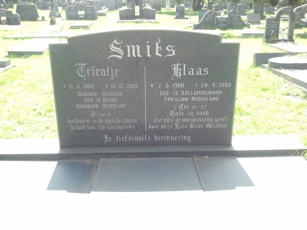 SMITS Klaas 1900-1988 &amp; Trientje HEEREMA 1899-1989