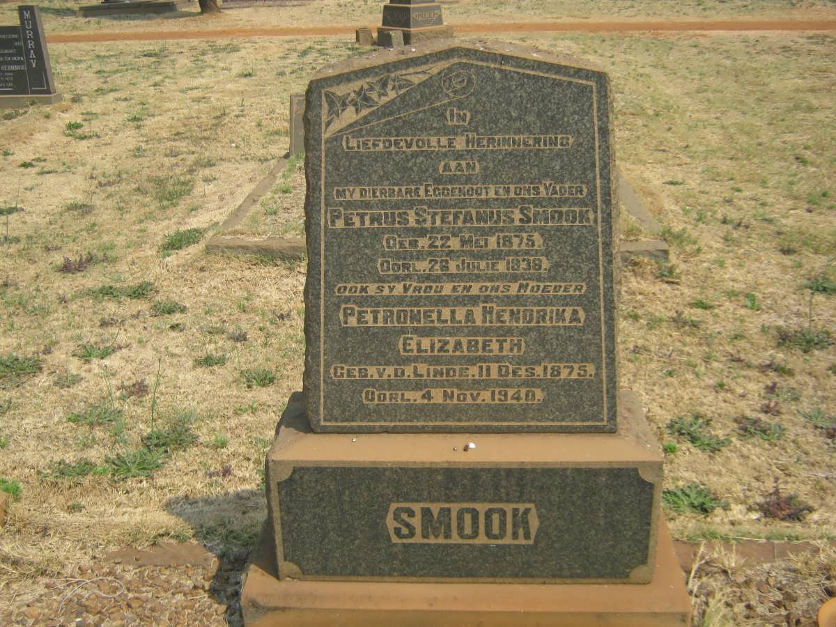 SMOOK Petrus Stefanus 1875-1938 &amp; Petronella Hendrika Elizabeth V.D. LINDE 1875-1940