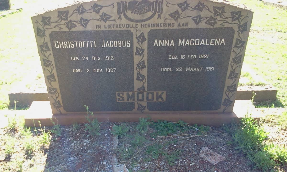 SMOOK Christoffel Jacobus 1913-1987 &amp; Anna Magdalena 1921-1961