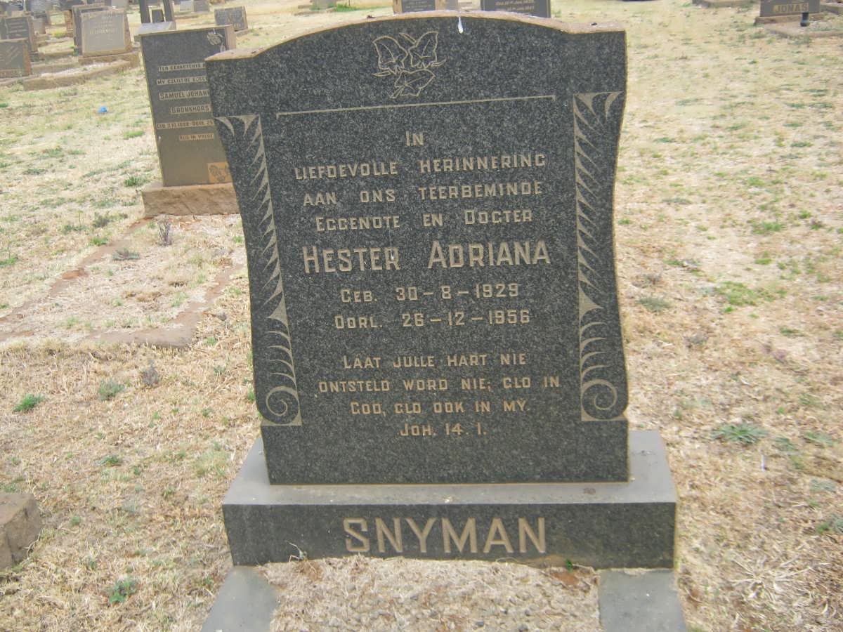 SNYMAN Hester Adriana 1929-1956
