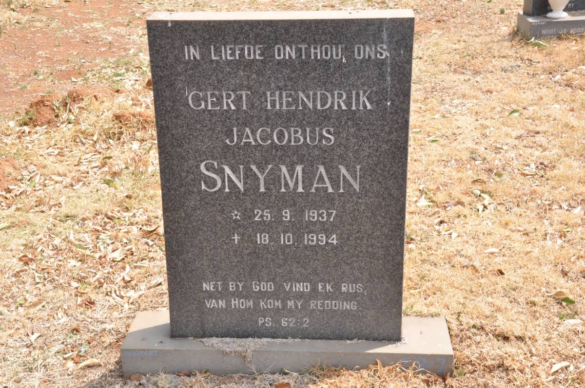 SNYMAN Gert Hendrik Jacobus 1937-1994