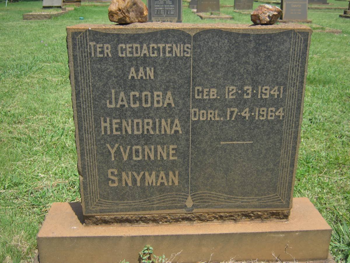 SNYMAN Jacoba Hendrina Yvonne 1941-1964