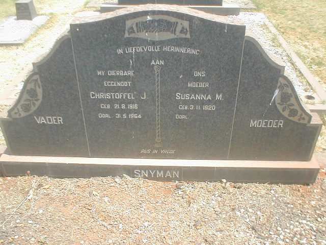 SNYMAN Christoffel J. 1916-1964 &amp; Susanna M. 1920-