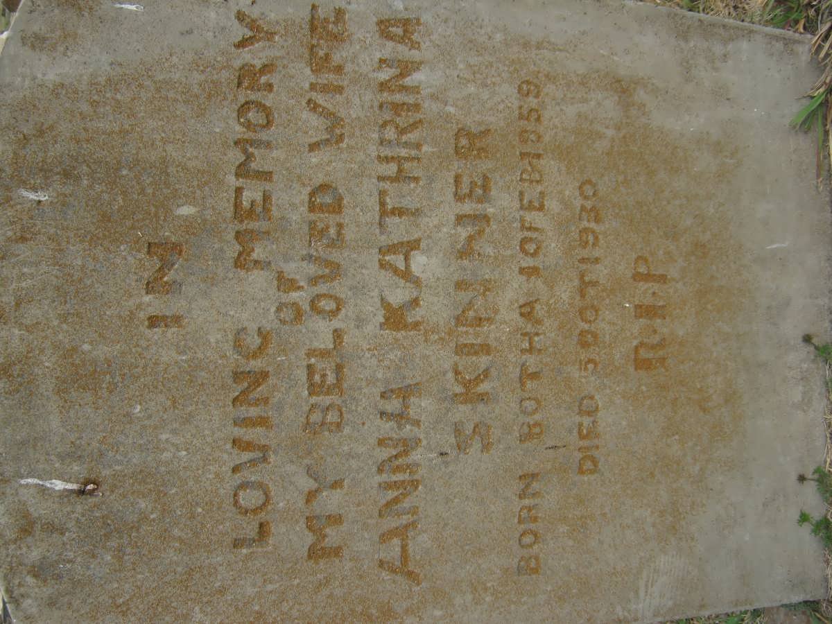 SKINNER Anna Kathrina nee BOTHA 1869-1930