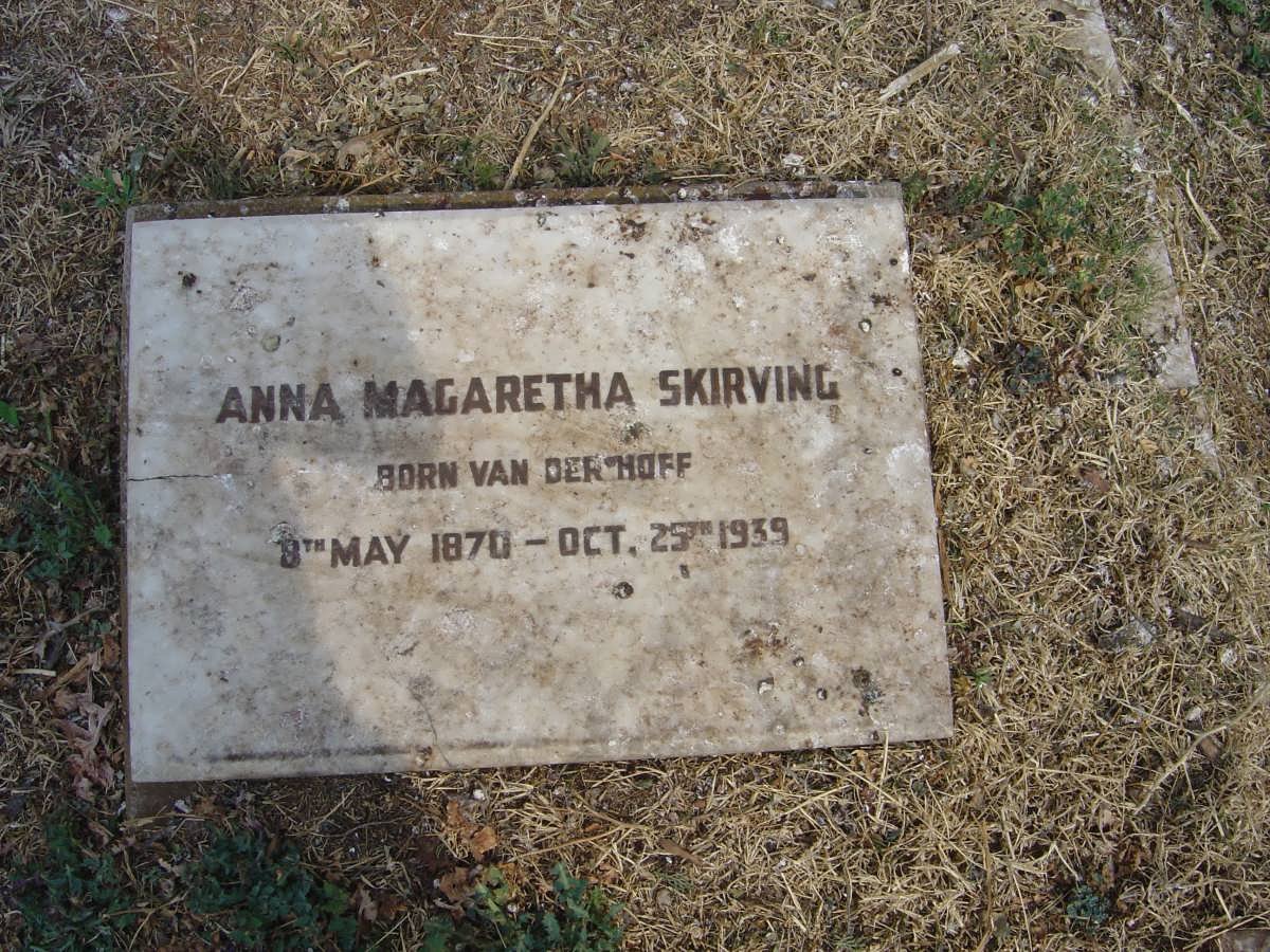 SKIRVING Anna Magaretha nee VAN DER HOFF 1870-1939