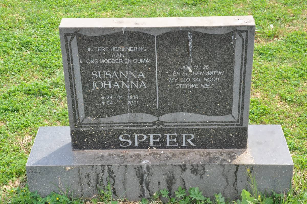 SPEER Susanna Johanna 1918-2001