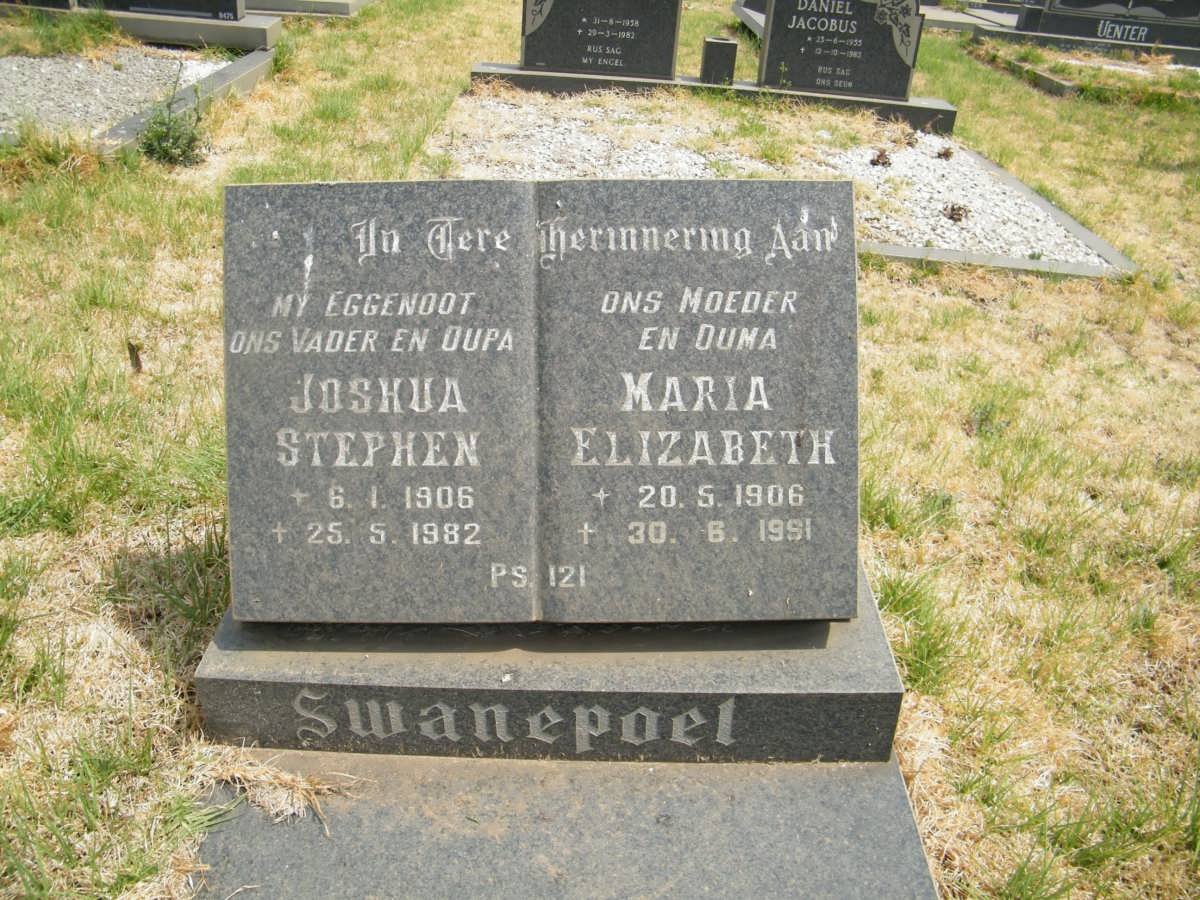 SWANEPOEL Joshua Stephen 1906-1982 &amp; Maria Elizabeth 1906-1991