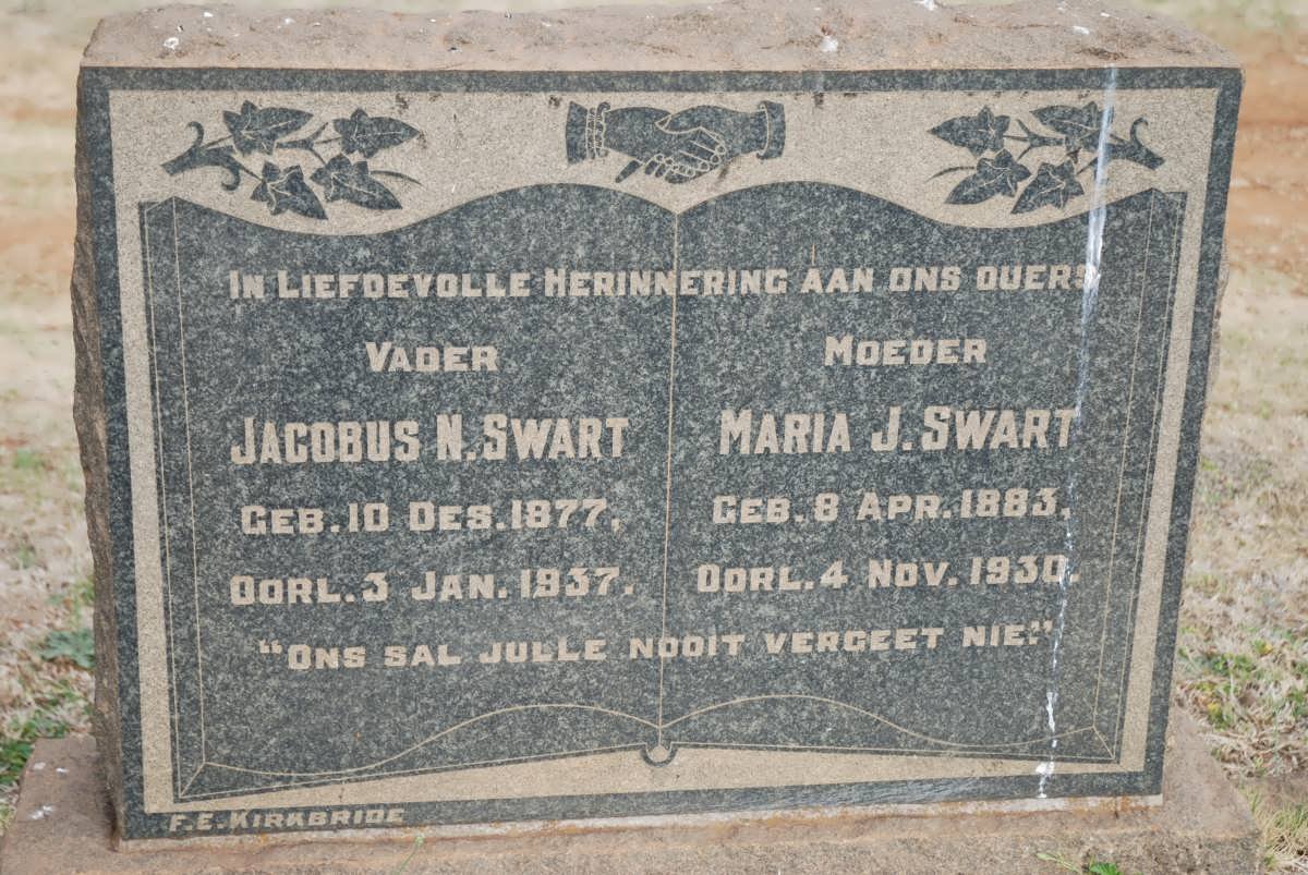 SWART Jacobus N. 1877-1937 &amp; Maria J. 1883-1930
