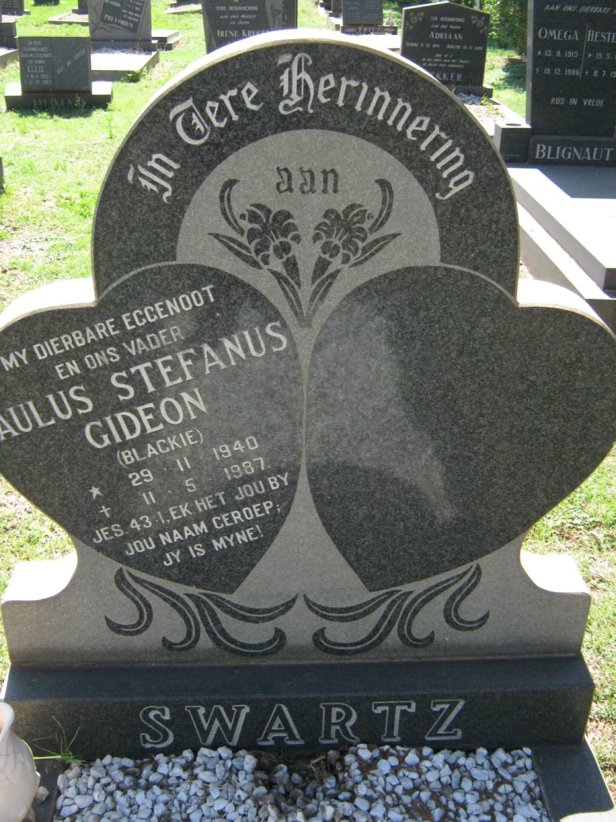 SWARTZ Paulus Stefanus Gideon 1940-1987