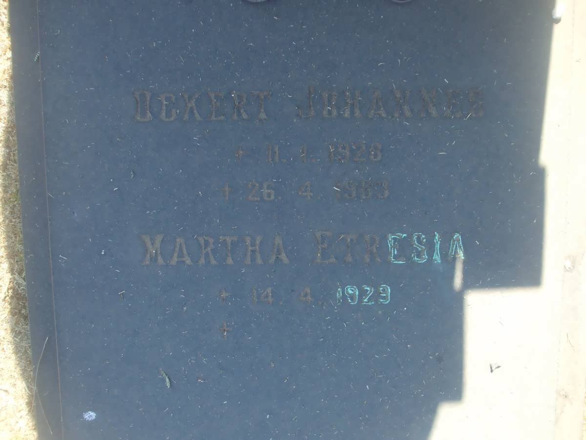 SWARTZ Ockert Johannes 1926-1983 &amp; Martha Etresia 1929-