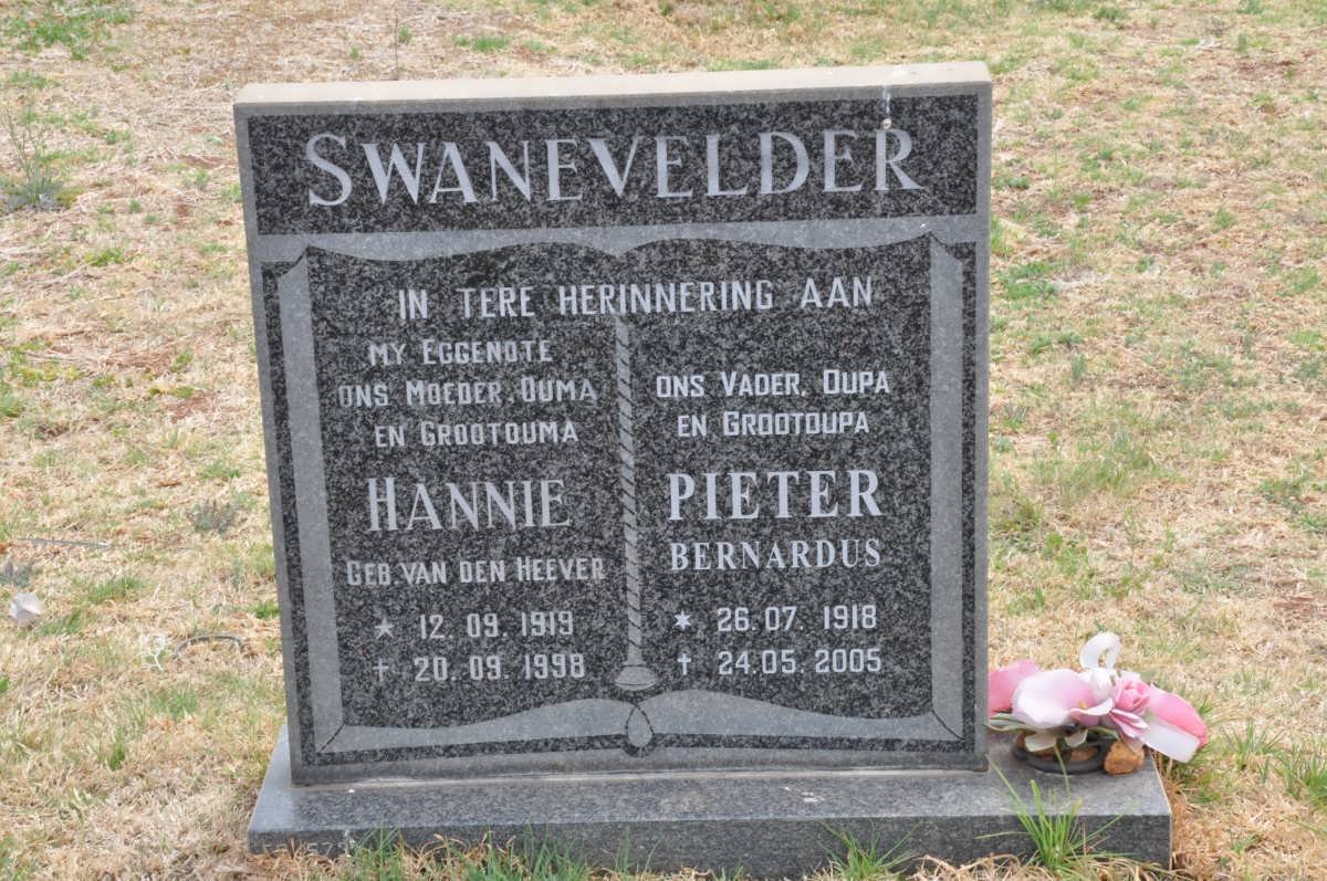 SWANEVELDER Pieter Bernardus 1918-2005 &amp; Hannie VAN DEN HEEVER 1919-1998