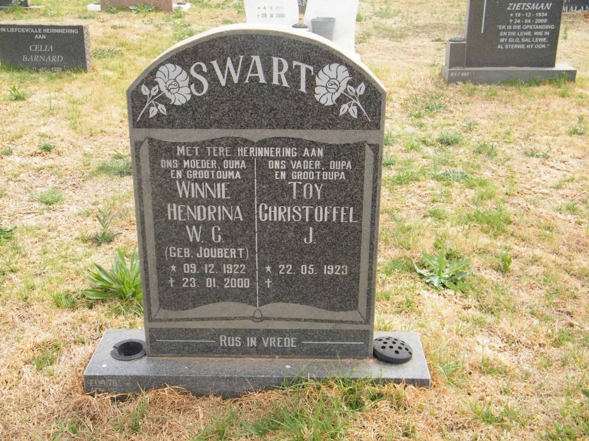 SWART Christoffel J. 1923- &amp; Hendrina W.G. JOUBERT 1922-2000