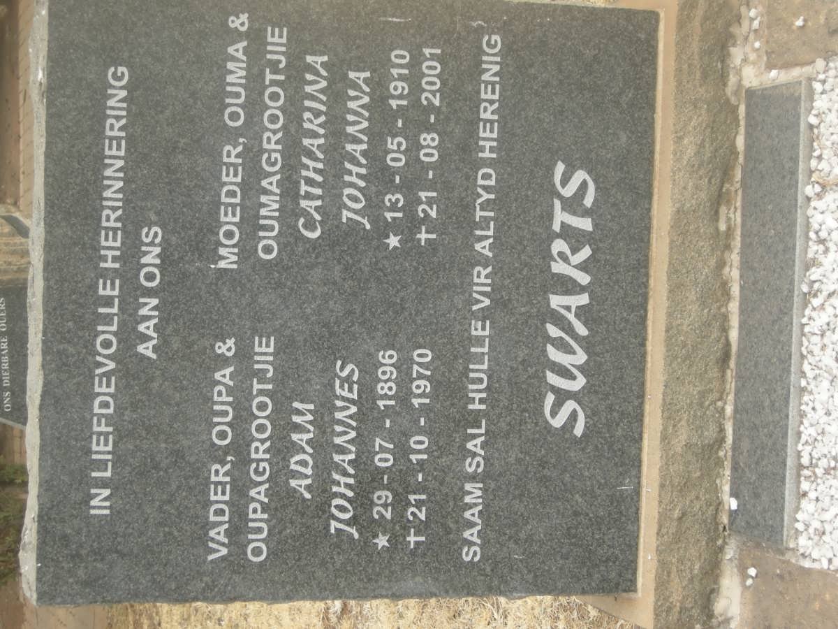 SWARTS Adam Johannes 1896-1970 &amp; Catharina Johanna 1910-2001
