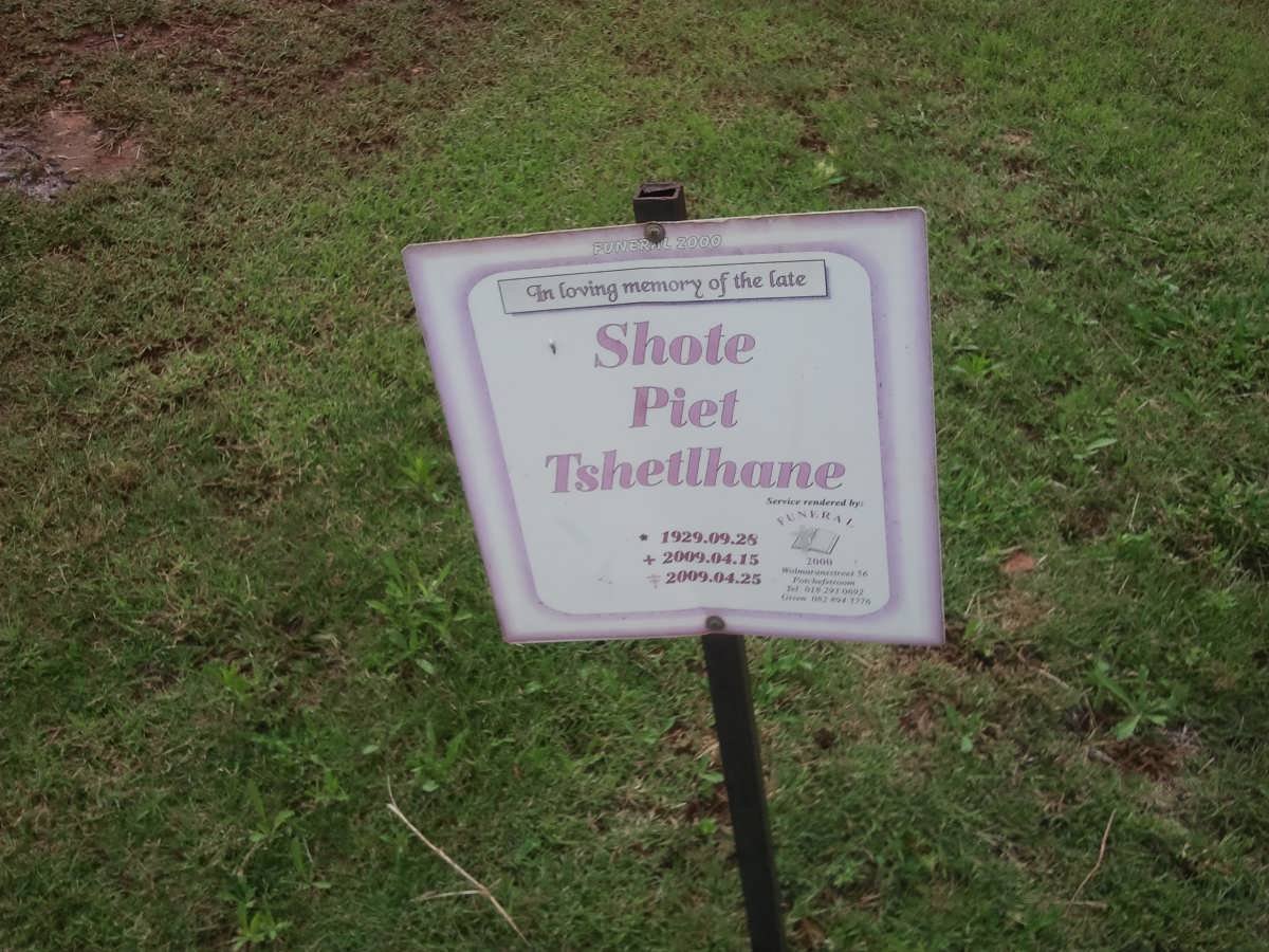 TSHETLHANE Shote Piet 1929-2009