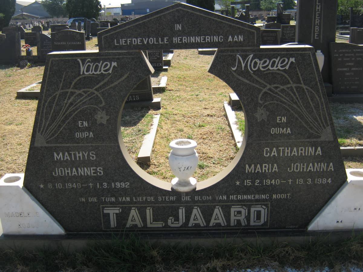 TALJAARD Mathys Johannes 1940-1992 &amp; Catharina Maria Johanna 1940-1984