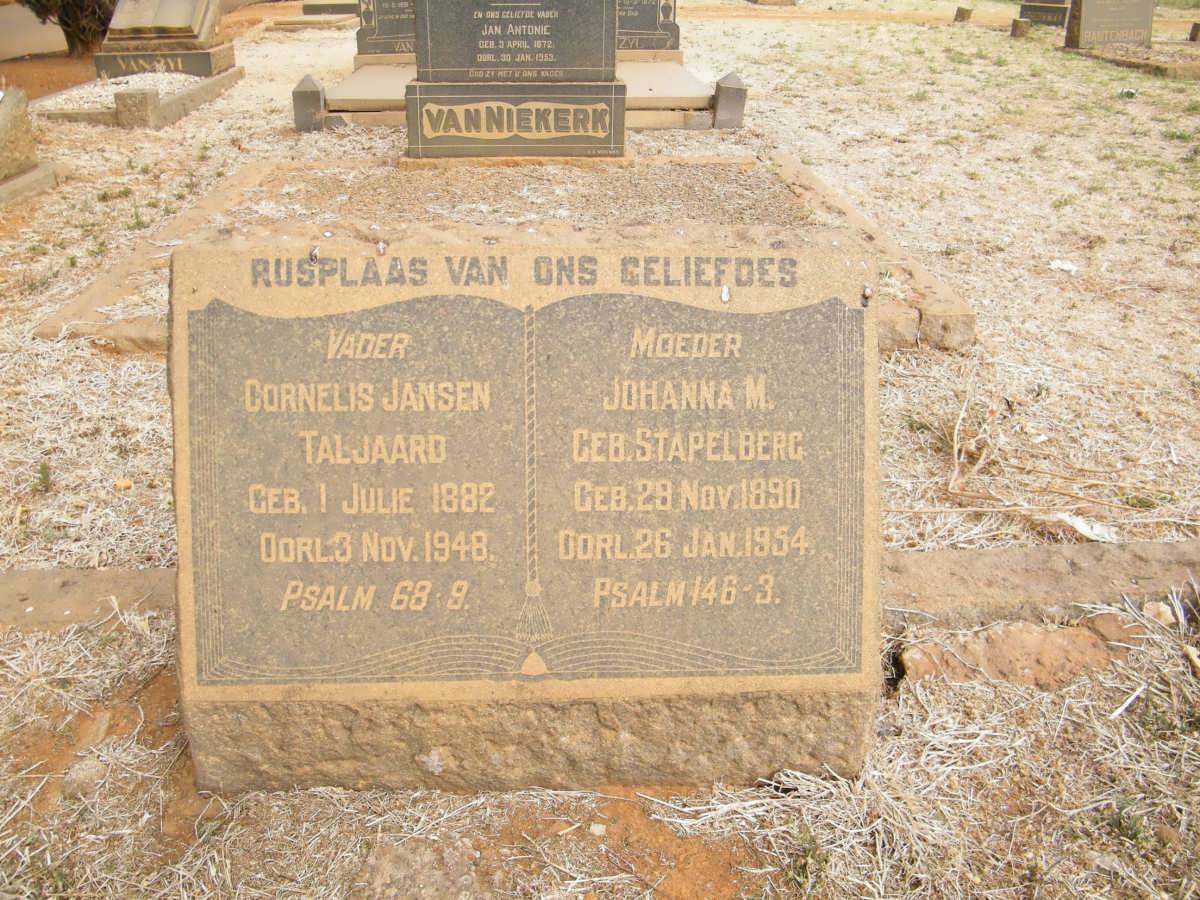 TALJAARD Cornelis Jansen 1882-1948 &amp; Johanna M. STAPELBERG 1890-1954