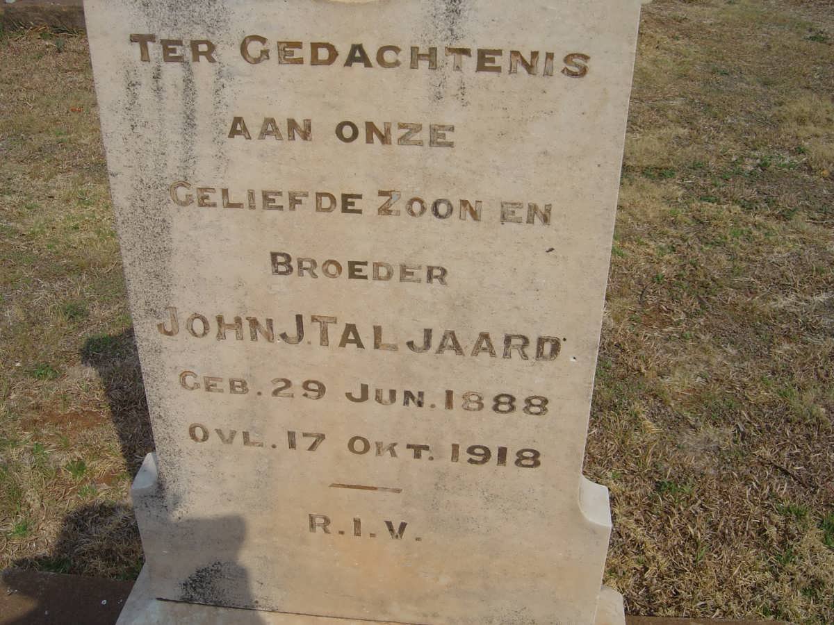 TALJAARD John J. 1888-1918