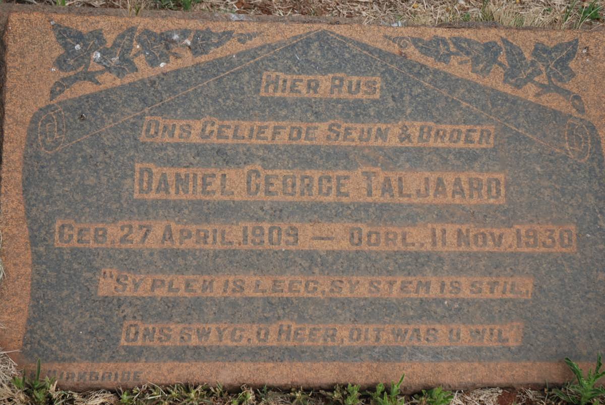 TALJAARD Daniel George 1909-1930