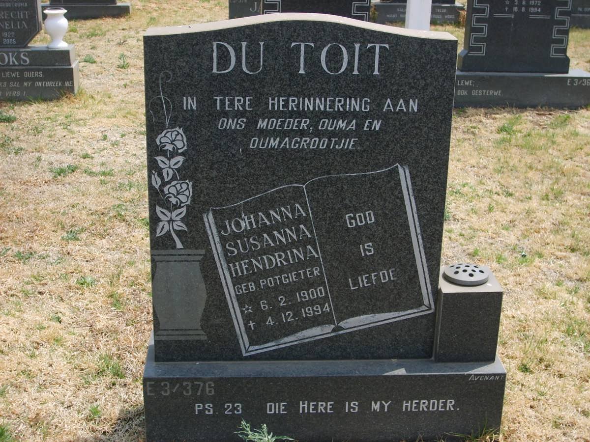 TOIT Johanna Susanna Hendrina, du nee POTGIETER 1900-1994