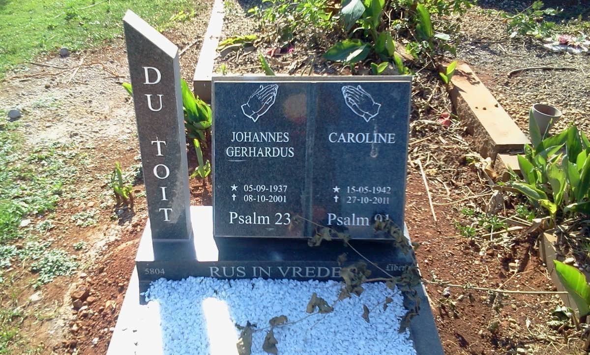 TOIT Johannes Gerhardus, du 1937-2001 &amp; Caroline 1942-2011