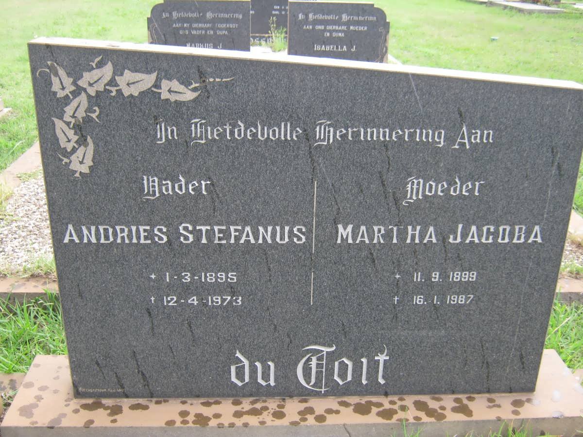 TOIT Andries Stefanus, du 1895-1973 &amp; Martha Jacoba 1899-1987