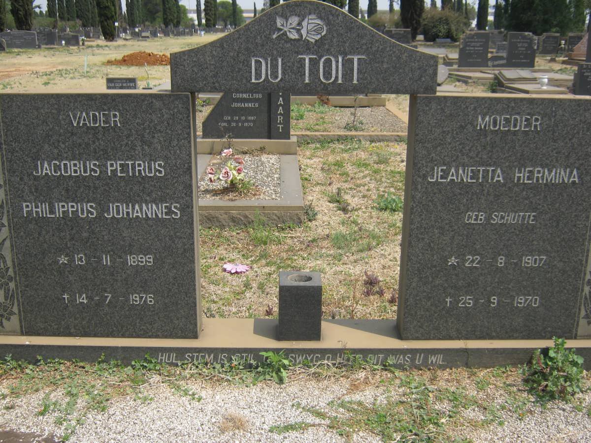 TOIT Jacobus Petrus Philippus Johannes, du 1899-1976 &amp; Jeanetta Hermina SCHUTTE 1907-1970