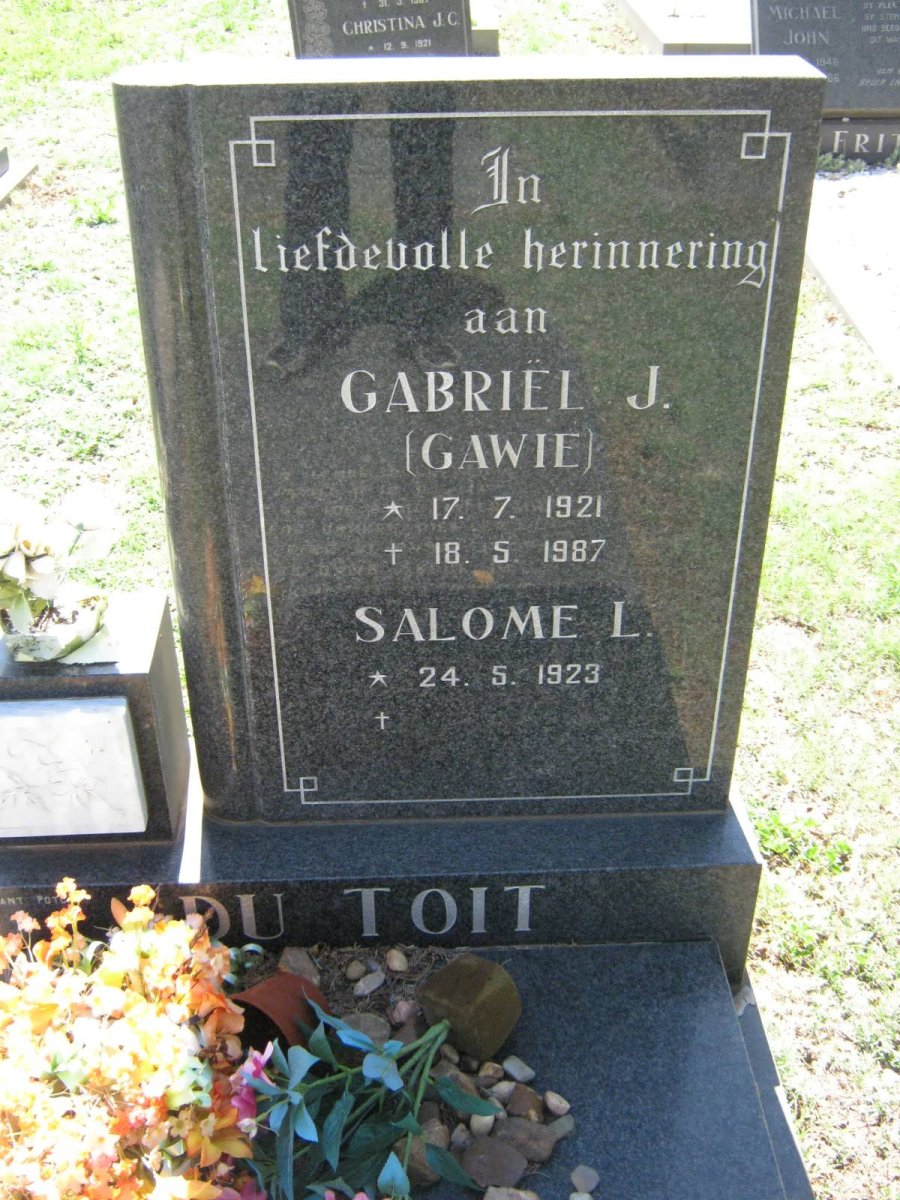 TOIT Gabriël J., du 1921-1987 &amp; Salome L. 1923-