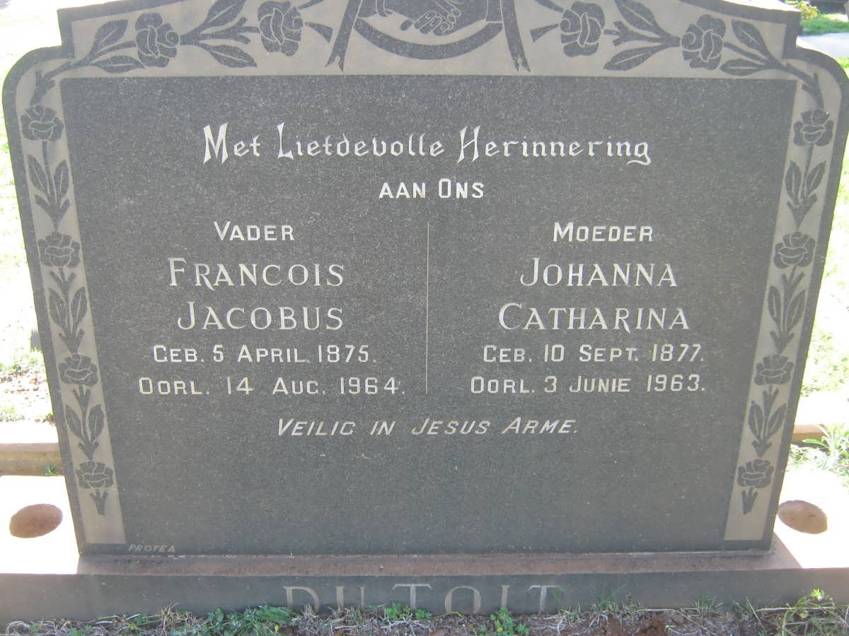 TOIT Francois Jacobus, du 1875-1964 &amp; Johanna Catharina 1877-1963