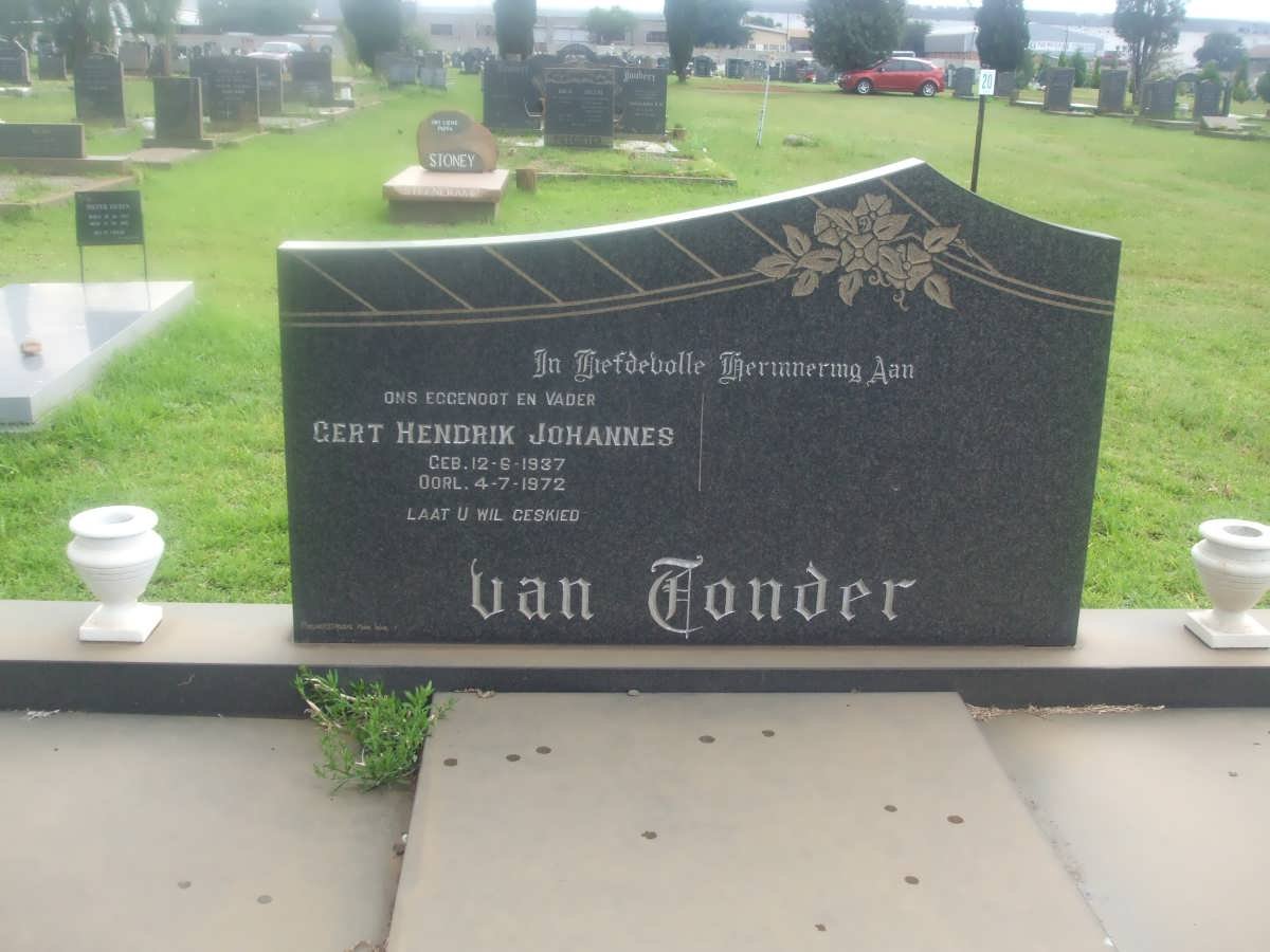 TONDER Gert Hendrik Johannes, van 1937-1972