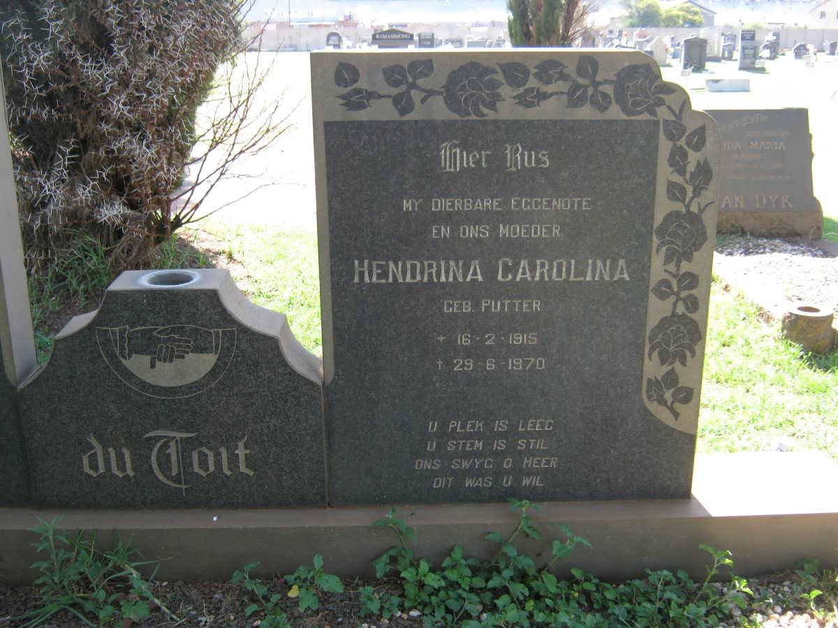 TOIT Hendrina Carolina, du nee PUTTER 1915-1970