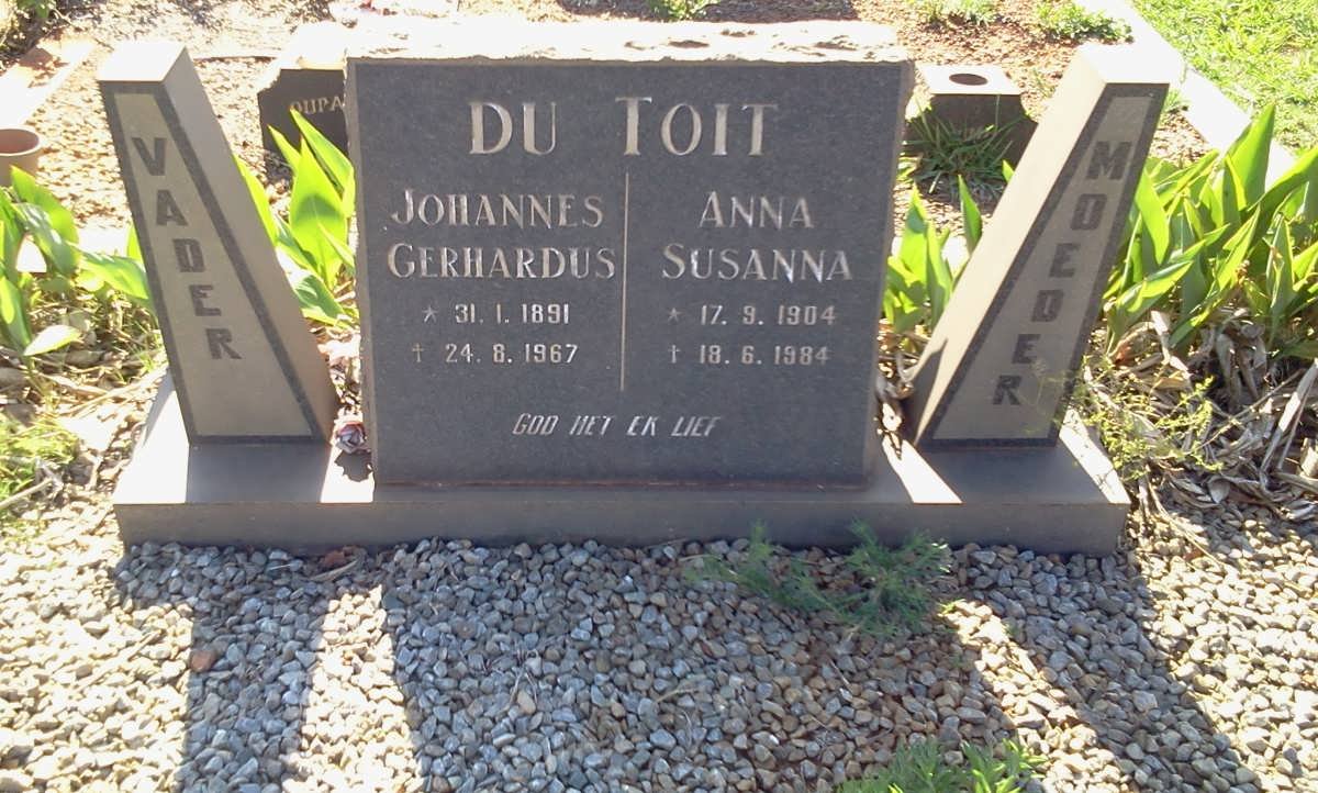 TOIT Johannes Gerhardus, du 1891-1967 &amp; Anna Susanna 1904-1984