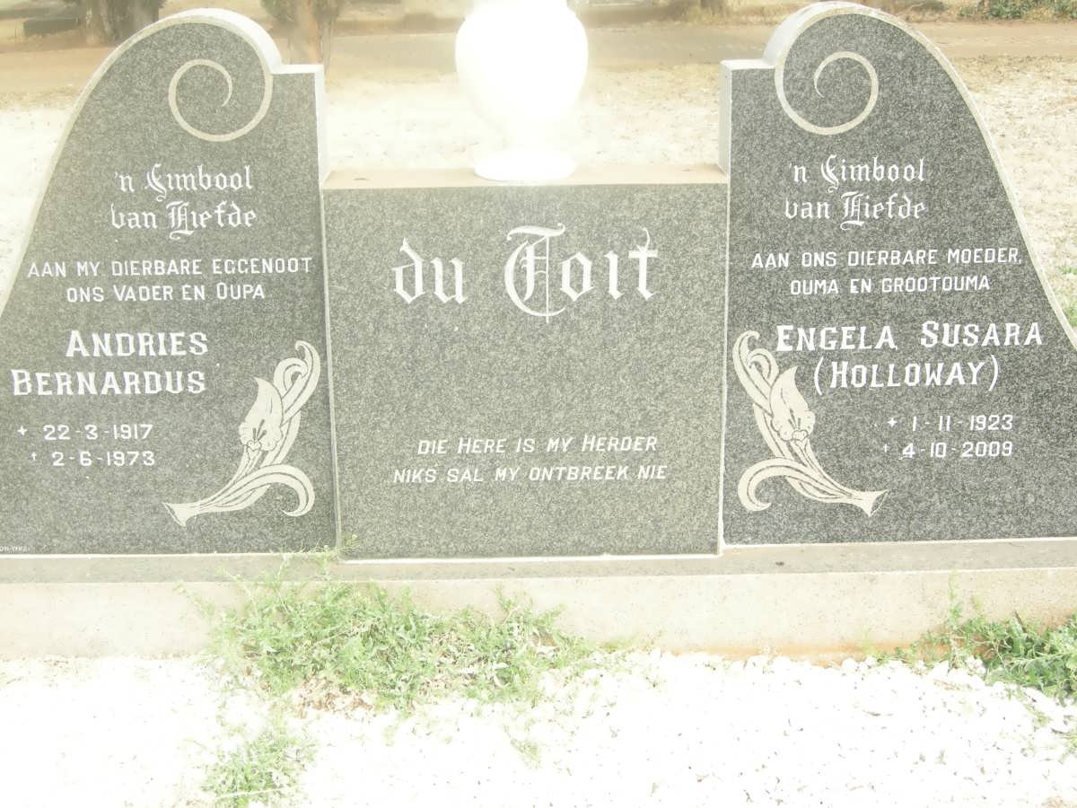 TOIT Andries Bernardus, du 1917-1973 &amp; Engela Susara HOLLOWAY 1923-2009