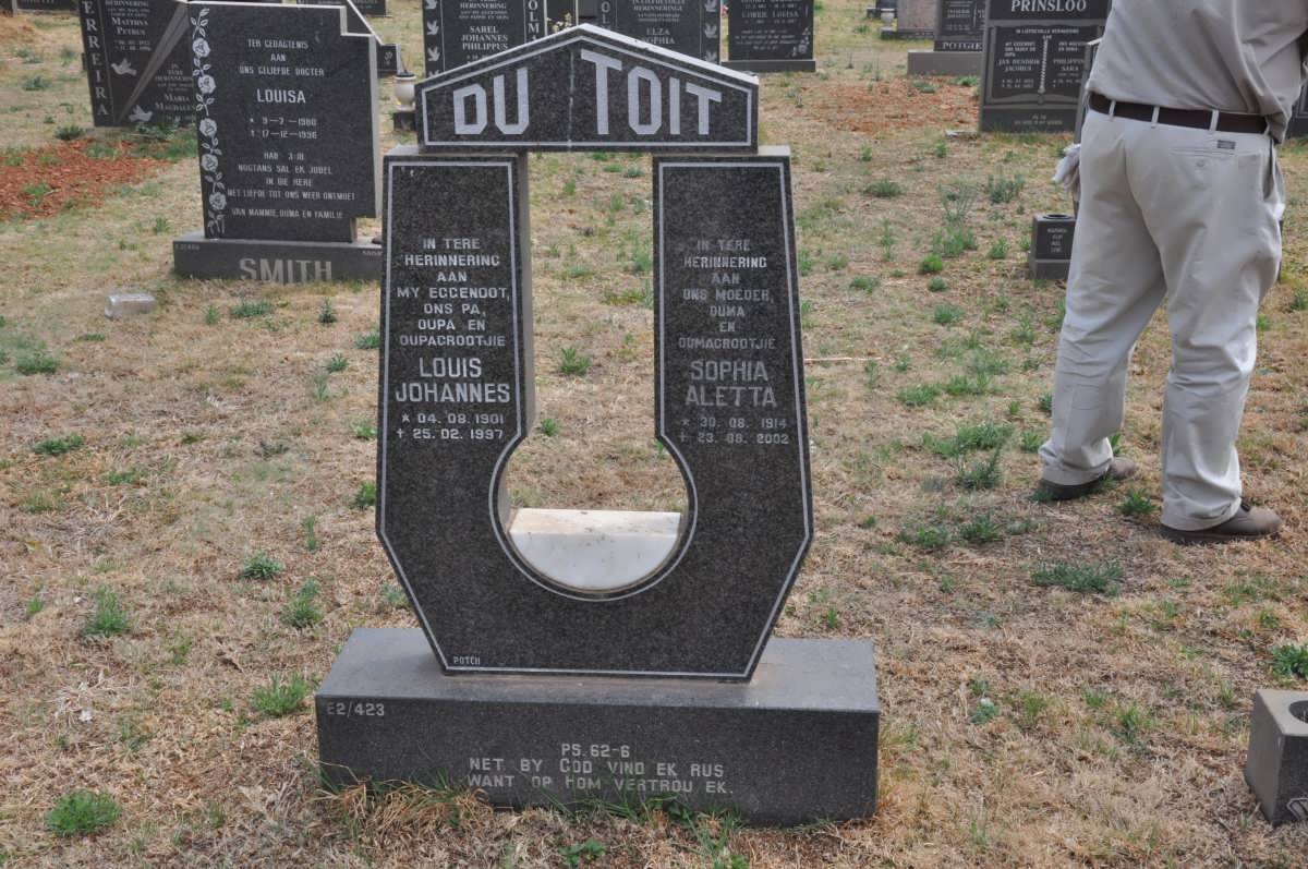 TOIT Louis Johannes, du 1901-1997 &amp; Sophia Aletta 1914-2002