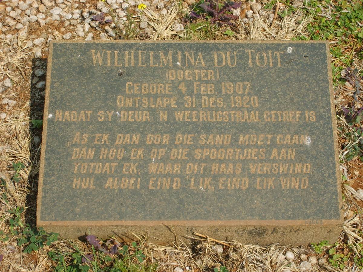 TOIT Wilhelmina, du 1907-1920