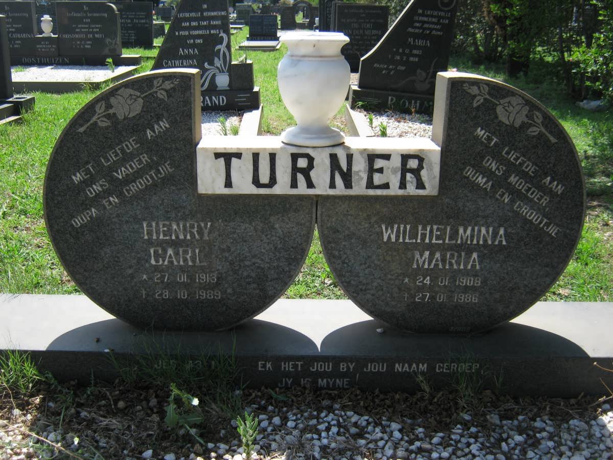 TURNER Henry Carl 1913-1989 &amp; Wilhelmina Maria 1908-1986