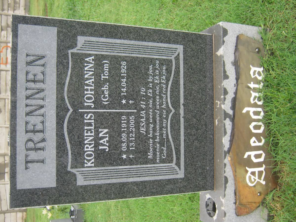 TRENNEN Kornelis Jan 1919-2005 &amp; Johanna TOM 1926-
