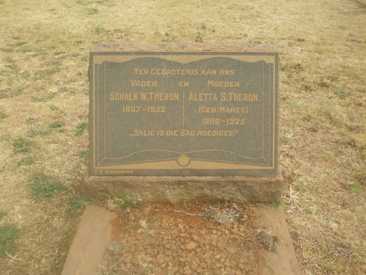 THERON Schalk W. 1867-1952 &amp; Aletta S. MAREE 1886-1925