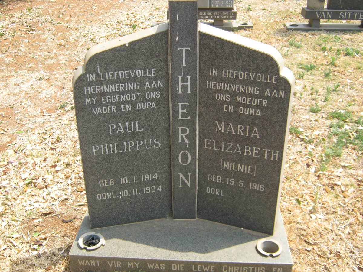 THERON Paul Philippus 1914-1994 &amp; Maria Elizabeth MIENIE 1916-
