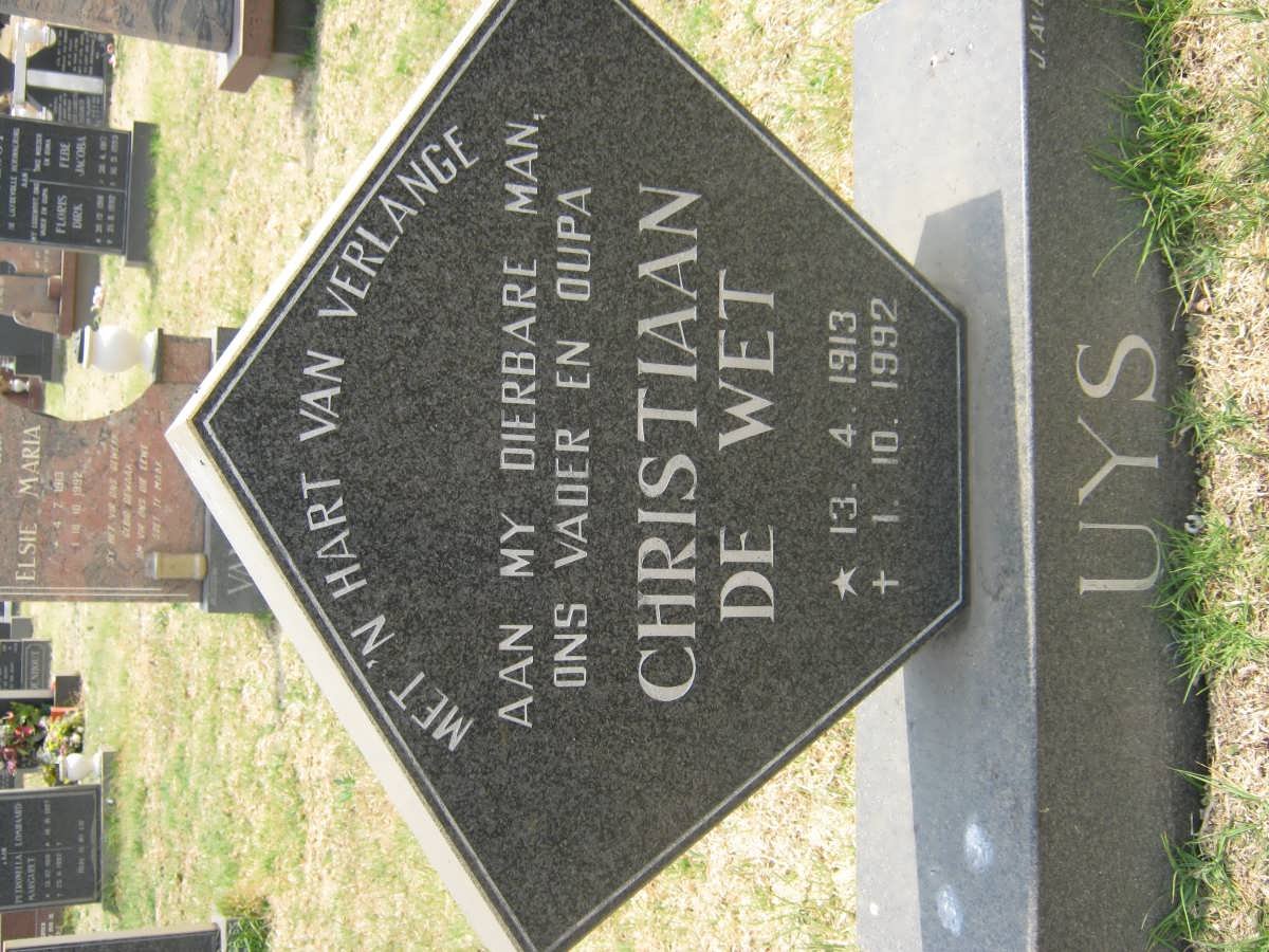 UYS Christiaan De Wet 1913-1992