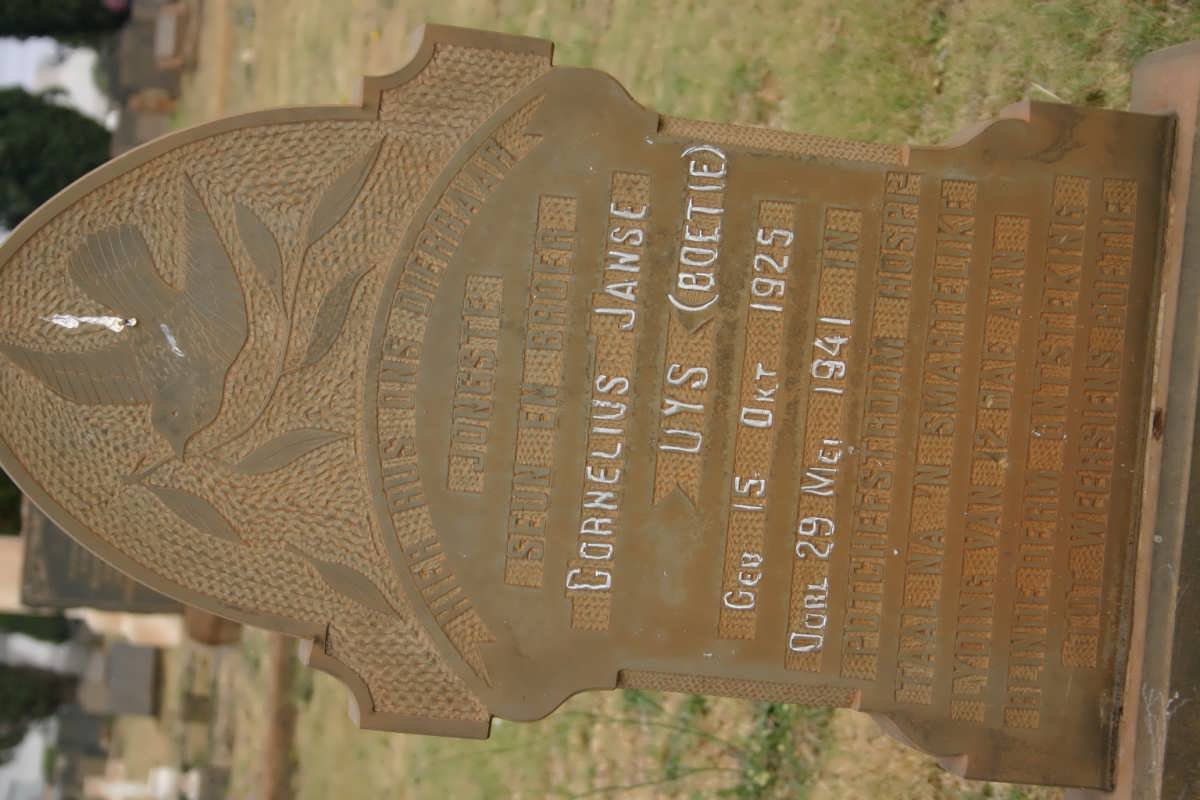 UYS Cornelius Janse 1925-1941