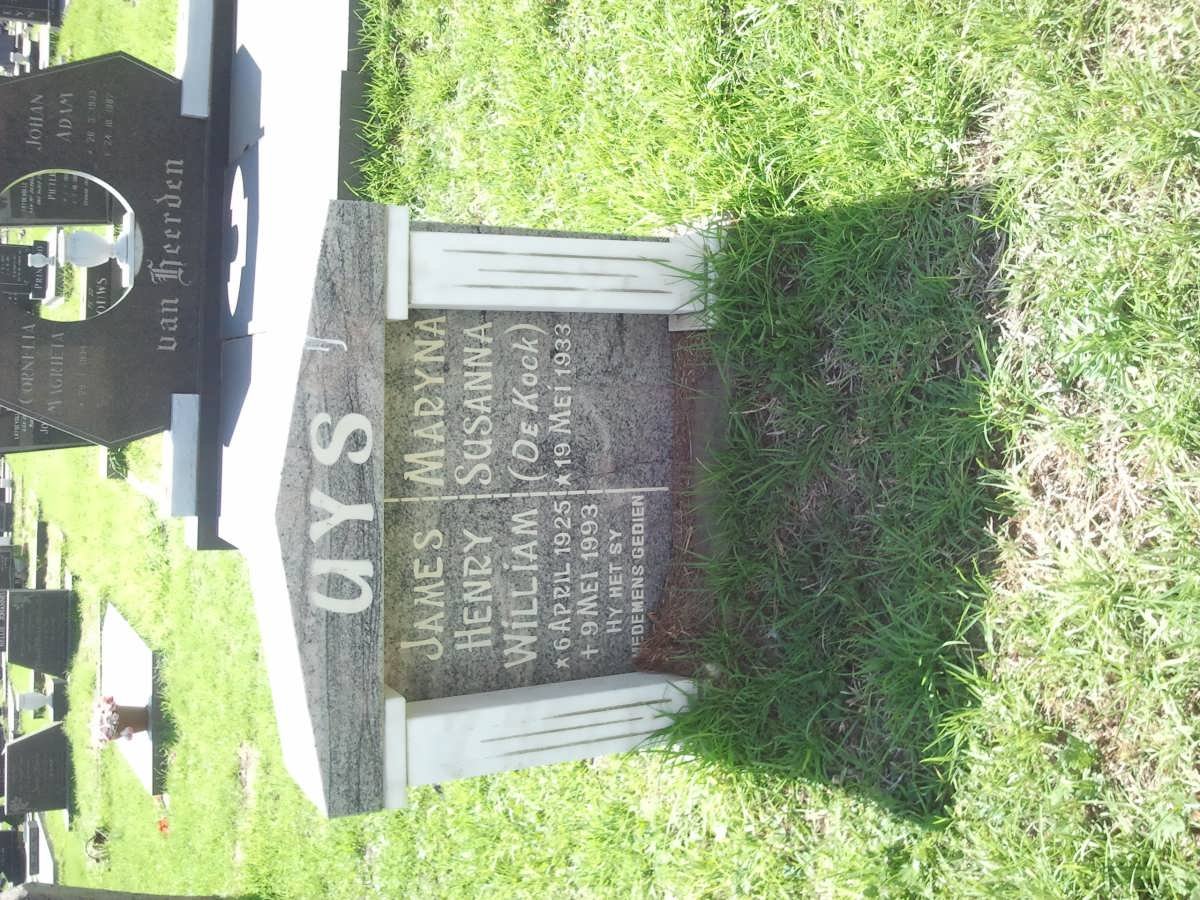 UYS James Henry William 1925-1993 &amp; Maryna Susanna DE KOCK 1933-