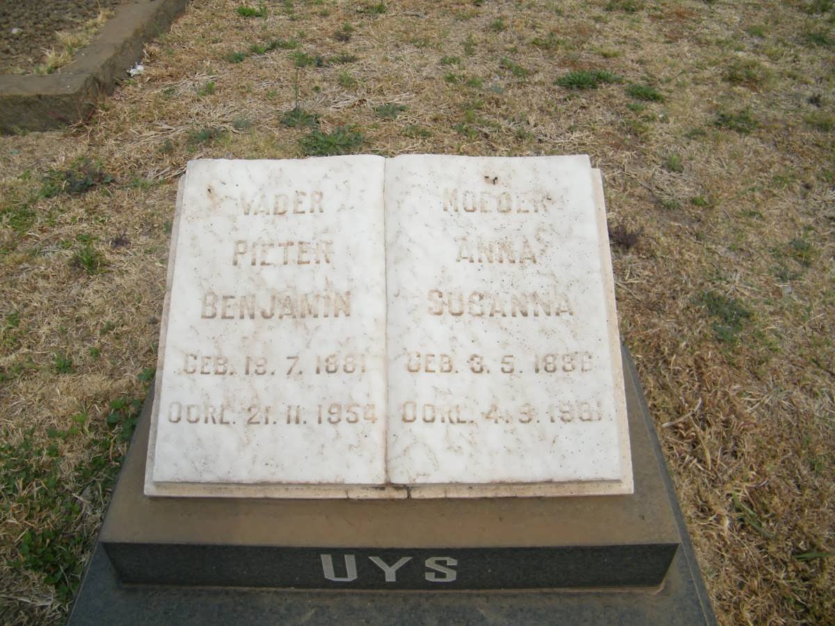 UYS Pieter Benjamin 1881-1954 &amp; Anna Susanna 1886-1981