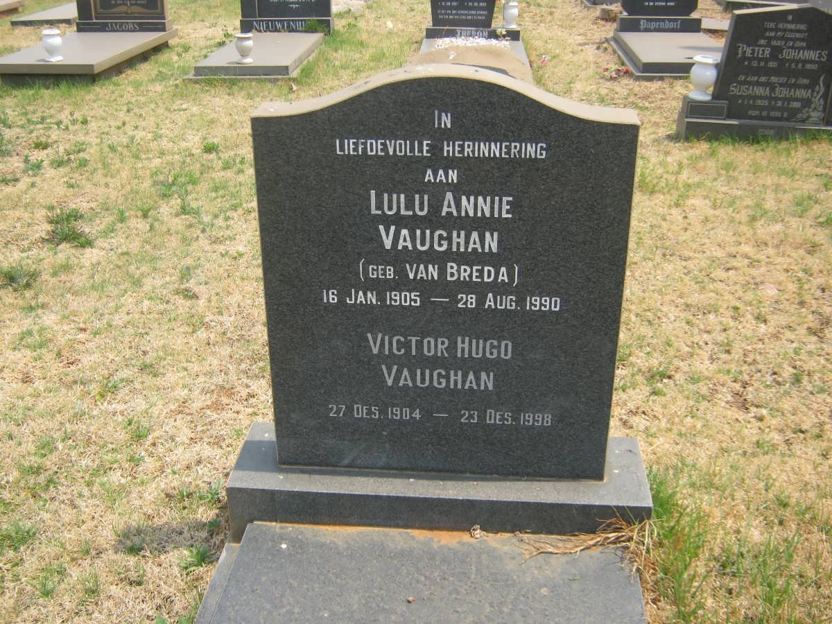 VAUGHAN Victor Hugo 1904-1998 &amp; Lulu Anne VAN BREDA 19015-1990