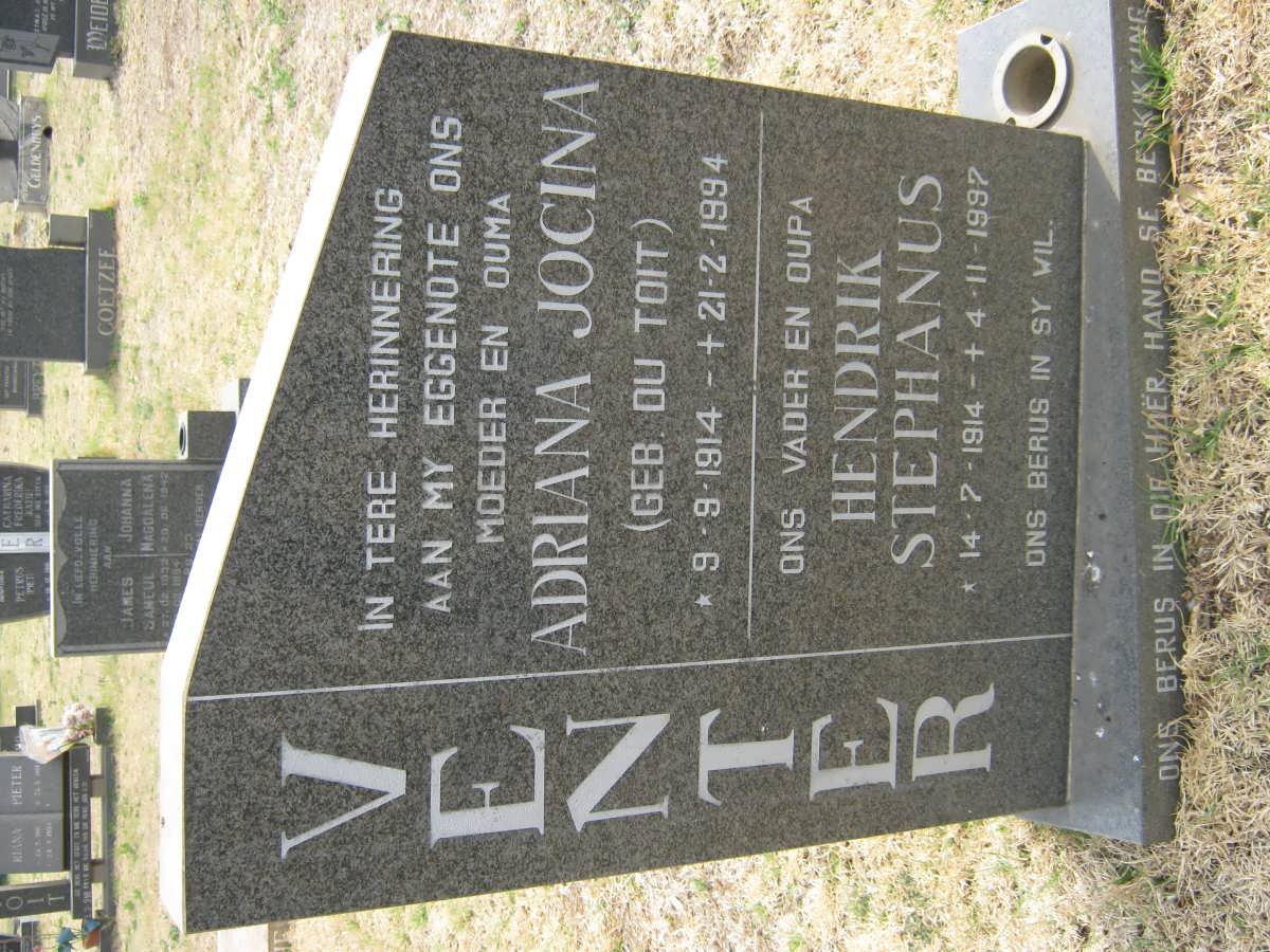 VENTER Hendrik Stephanus 1914-1997 &amp; Adriana Jocina DU TOIT 1914-1994