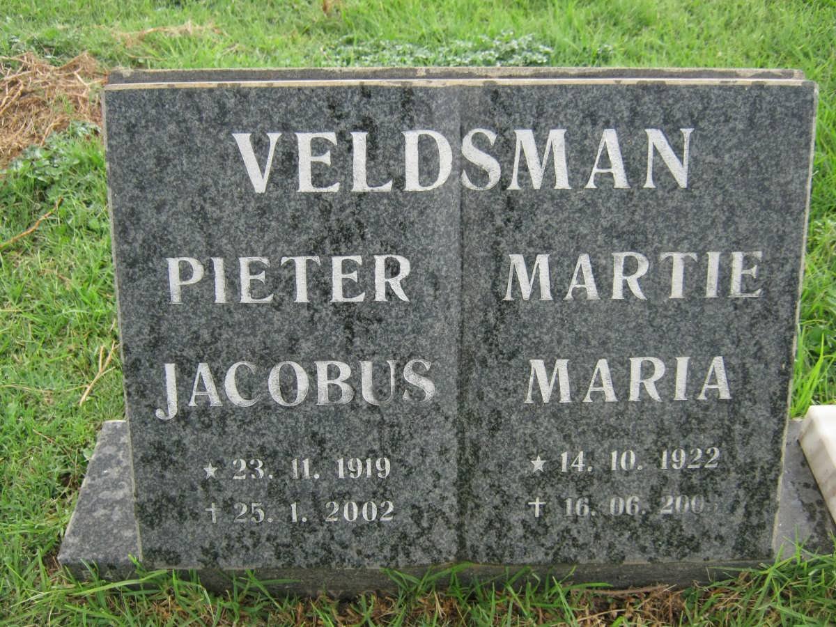 VELDSMAN Pieter Jacobus 1919-2002 &amp; Martie Maria 1922-200?