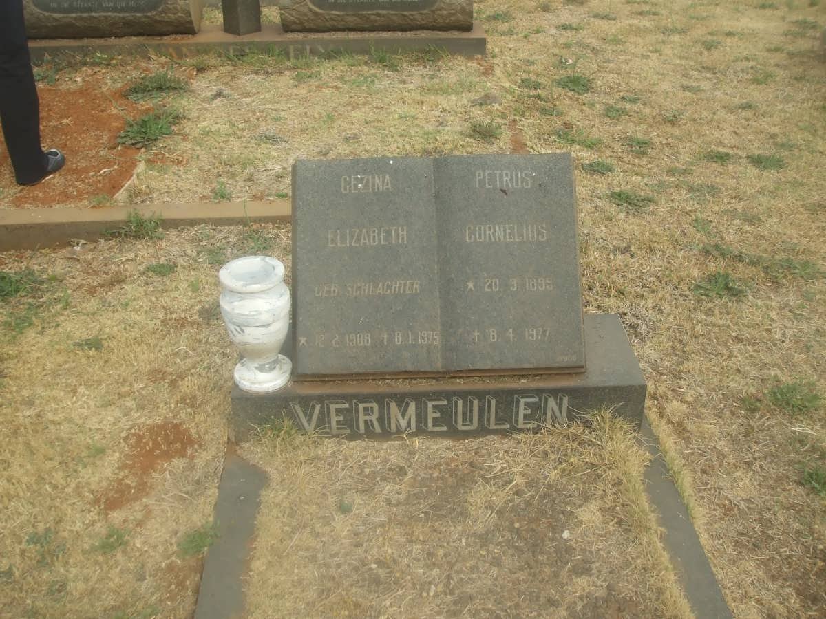 VERMEULEN Petrus Cornelius 1899-1977 &amp; Gezina Elizabeth SCHLACHTER 1908-1975