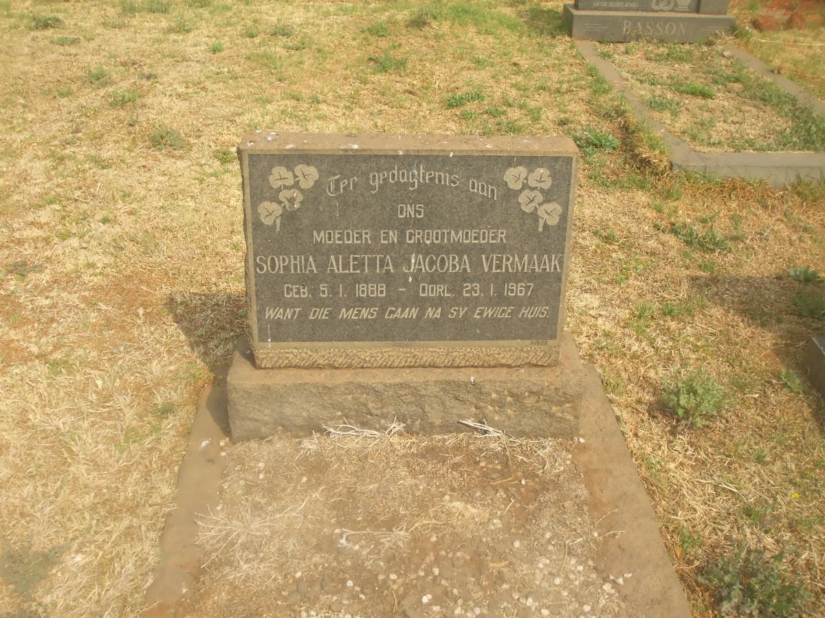 VERMAAK Sophia Aletta Jacoba 1888-1967