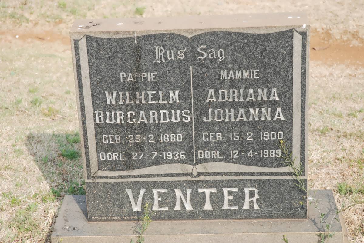 VENTER Wilhelm Burgardus 1880-1936 &amp; Adriana Johanna 1900-1989